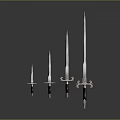 Decorative Swords Collection with Various Lengths Ornate Hilts and Intricate Blade Designs