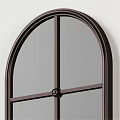 Modern Arched Full Length Mirror With Black And Gold Grid Frame Design