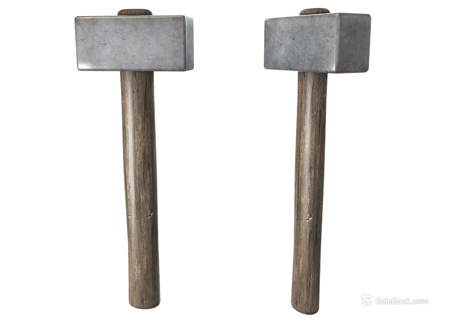 Two Sledgehammers With Wooden Handles For Hardware 3d model 