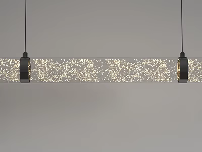 Modern Long Chandelier With Sparkling Glass Shade For Interior Dining Room Lighting 3d model