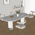 Dining Table and Chair Combination Marble Dining Table Cream Style Dining Table and Chair Internet Popular Dining Table and Chair 3d model