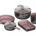 Modern Stylish Cookware Set With Frying Pan Saucepan Stockpot And Baking Tray