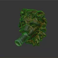 Rusted Lion Head Metal Artifact With Decorative Mane And Tube Spout