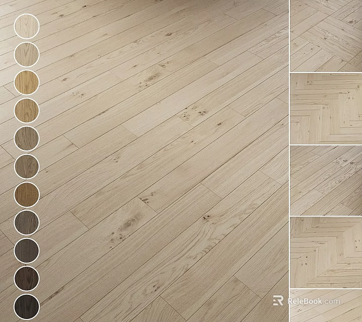 Natural Grain Wooden Flooring With Multiple Color Options And Various Installation Patterns 3d model 