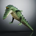Cartoon Alligator Character As Playful Green Reptile With 3D Rendered Design And Yellow Eyes