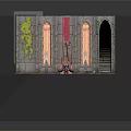 Futuristic Ancient Stone Chamber With Glowing Runes Throne Pink Carpet And Ornate Columns