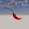 Bright Red Chili Pepper With Green Stem And Curved Vibrant Shape