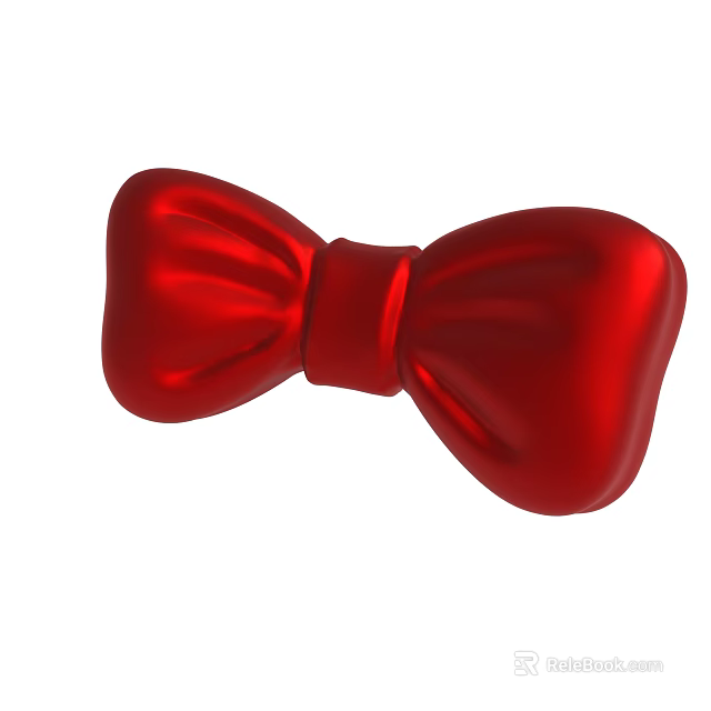 Shiny Red Bow Decorative Ornament For Gift Wrapping And Decoration 3d model 
