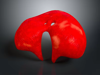 Red Abstract Symmetric Doll With Textured Surface On Grey Background 3d model