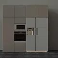 Modern Kitchen Cabinetry Design With Built in Microwave Oven And Refrigerator 3d model