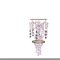 Decorative Hanging Lamp With Golden Frame And Pink White Beads Design