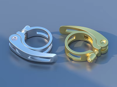 Silver And Gold Metal Clips With Functional Design For Hardware Applications 3d model