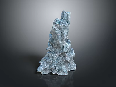 Blue Textured Stone Sculpture With Irregular Natural Surface For Decorative Use 3d model