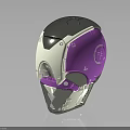 Stylish Sleek Modern Purple And White Metallic Helmet With Futuristic Design