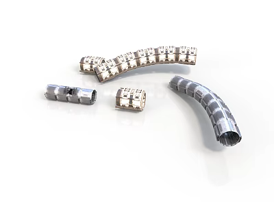 Durable Metal Corrugated Pipe Components With Curved And Straight Fittings 3d model