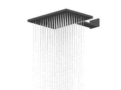 Contemporary Black Square Rainfall Shower Head With Steady Even Water Flow 3d model