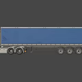 Scania Truck With White Cab And Blue Tarpaulin Trailer On Blue Background