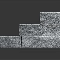 Gray Stone Stairs With Three Steps On Black Background And Reflection