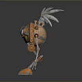 Orange Mechanical Creature With Large Blue Eye Gears Mechanical Legs Claws And Wing Like Structures 3d model