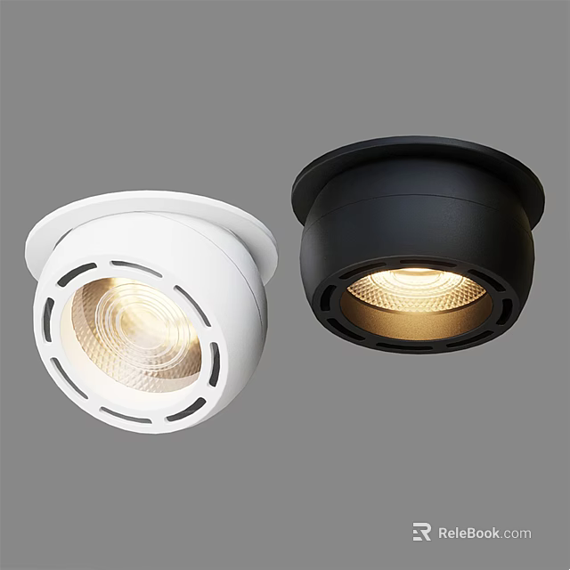 Modern Recessed Downlights in White and Black with Sleek Design and Warm LED Lighting 3d model 