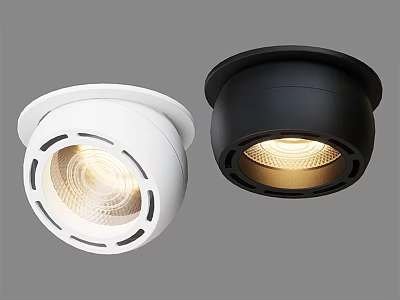 Modern Recessed Downlights in White and Black with Sleek Design and Warm LED Lighting 3d model