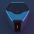 Industrial Equipment Featuring Hexagonal Top Blue Body Red Lines Indicators Bottom Interfaces And Gradient Background