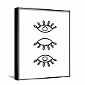Minimalist Black Line Eye Illustrations On White Background With Gray Borders