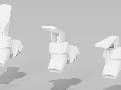 Three White Plastic Components With Different Designs And Functional Shapes 3d model