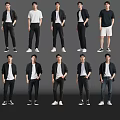 Men Styling Various Casual Fashion Outfits Including Shirts Jackets And Shorts