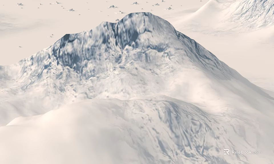 Majestic Snowy Mountain Peak Scenic Landscape With Snow Covered Slopes And Clear Sky 3d model 