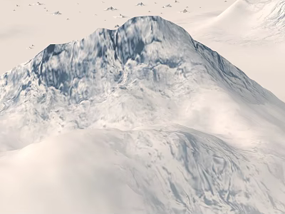 Majestic Snowy Mountain Peak Scenic Landscape With Snow Covered Slopes And Clear Sky 3d model