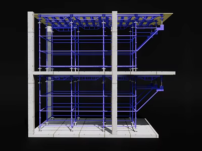 Industrial Scaffolding System For Building Construction With Multi Level Metal Support Framework 3d model