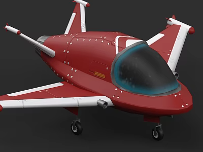 Red Fighter Jet Model With White Wings Transparent Cockpit And Landing Gear 3d model