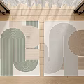 Modern Square Carpet Geometric Stripe Fabric Carpet 3d model