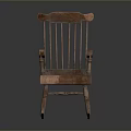 Vintage Wooden Rocking Chair With Armrests And Slatted Back Design