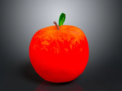Fresh Juicy Red Apple With Green Leaf And Brown Stem 3d model