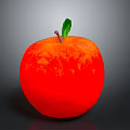 Fresh Juicy Red Apple With Green Leaf And Brown Stem