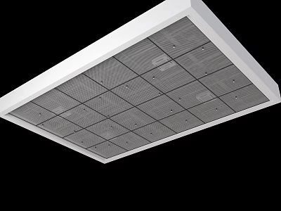 Modern Suspended Ceiling With Grid Panel Design And Recessed Lights White Frame Structure 3d model