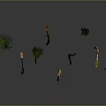 Multiple Green Plants With Slender Stems And Brown Buds On Dark Background