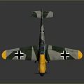 WWII German Fighter Model With Yellow Green Gray Color Cross Markings Propeller And Landing Gear
