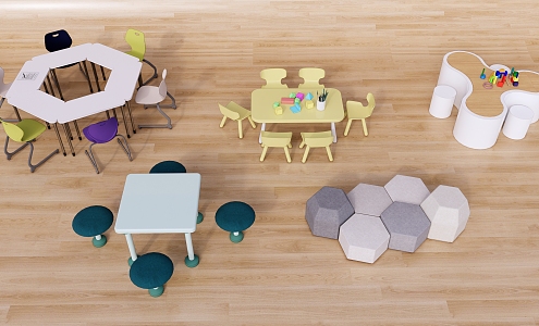 Modern Children's Table and Chair Children's Table and Chair Combination 3d model