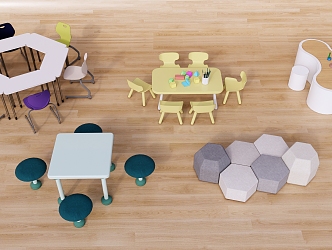 Modern Children's Table and Chair Children's Table and Chair Combination 3d model