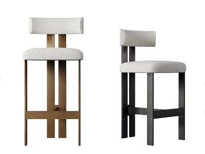 Modern Upholstered Bar Stools With Different Frame Colors And Backrest Design 3d model