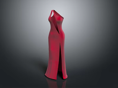 Man Modeling Red Long Dress 3D Render on Black Background 3d model