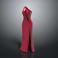 Man Modeling Red Long Dress 3D Render on Black Background 3d model