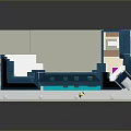 Lego Model Building With Blue Roof Beige Facade Flag Multi Story Windows Awnings Street Lamps