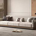 Middle-style three-seat sofa 3d model