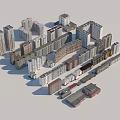3D Model of Urban City Buildings With Various Architectural Styles and Heights