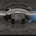 Shop Front Desk With Elegant Modern Design Marble Counter Luxurious Lighting And Green Plants