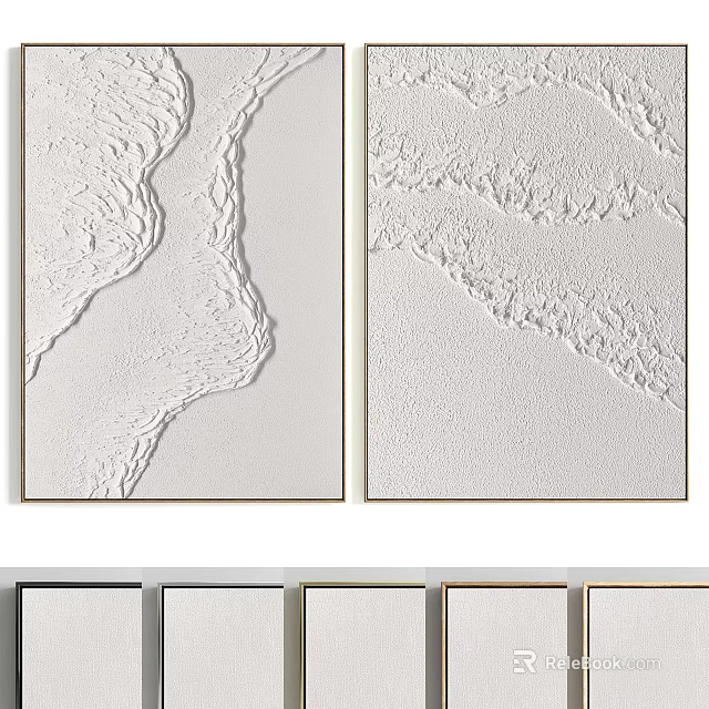 White Textured Art Paintings For Wall Decoration 3d model 